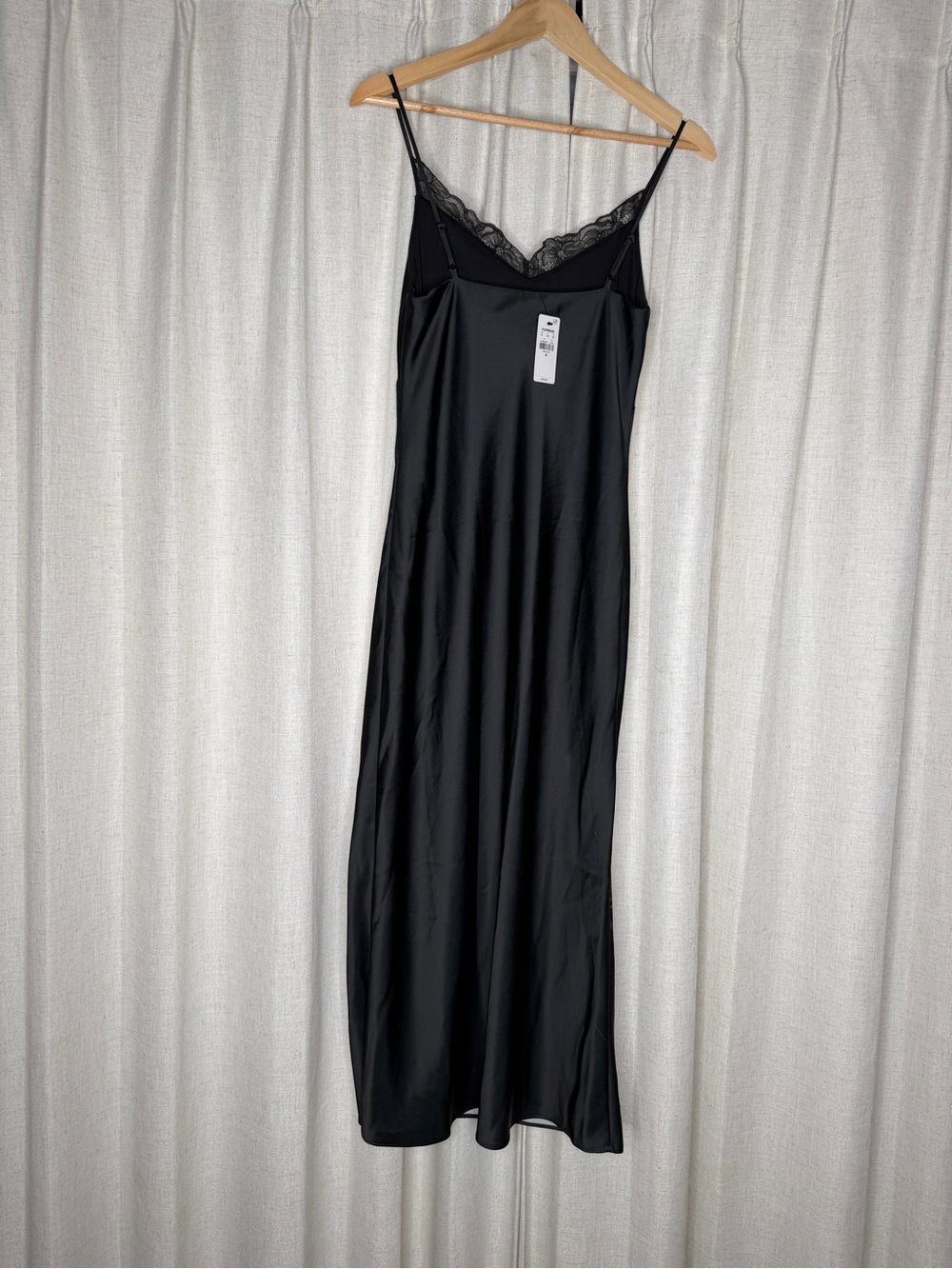 Black Floral Slip Dress with Lace Trim - Picture 2 of 2